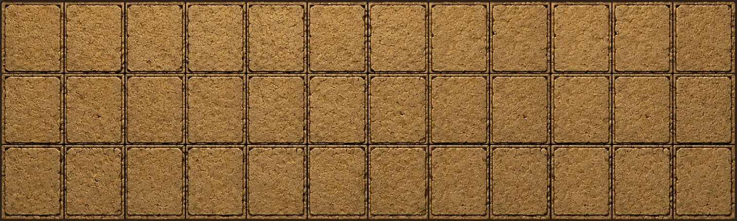 A stone floor of 12 columns, each with three tiles: top, middle, and bottom
